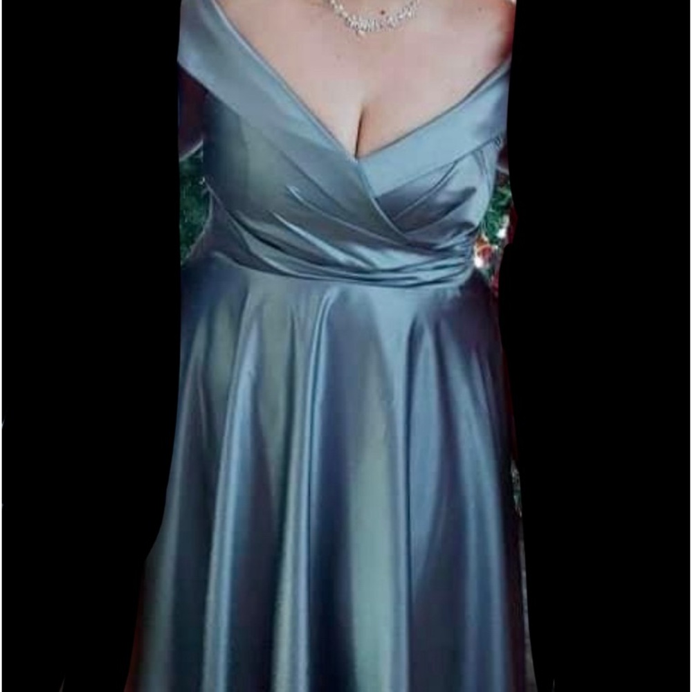 Blue Off-the-Shoulder Sweetheart Satin Ball Gown